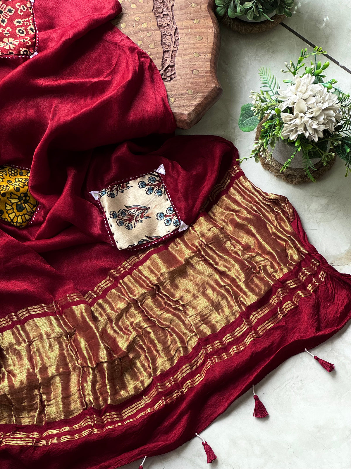 Pure Gajji Silk With Handsticth Butta