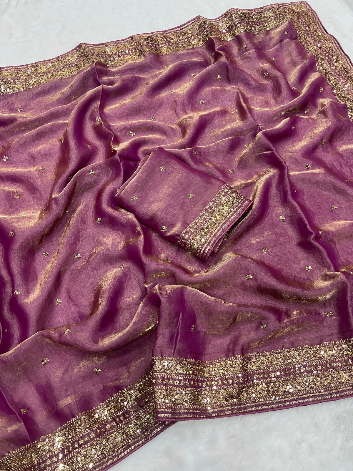Soft Silk Saree With Sequence Work