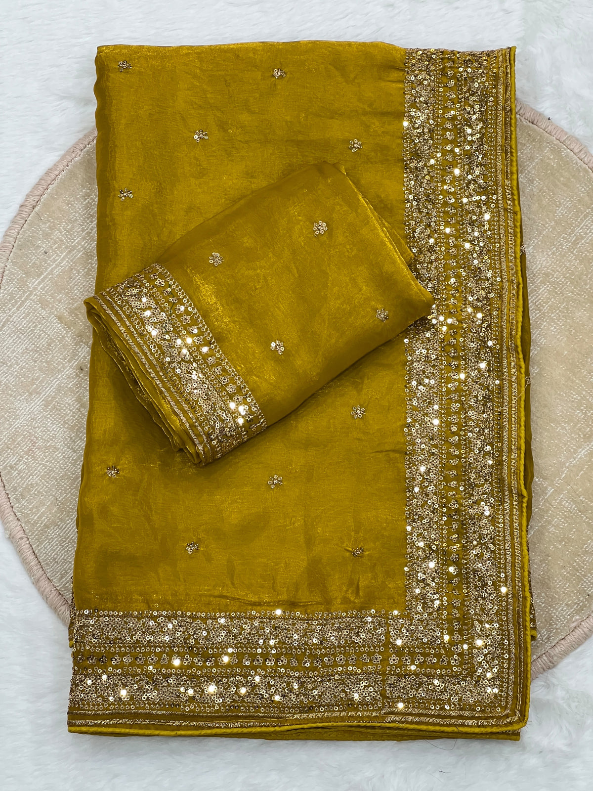 Soft Silk Saree With Sequence Work