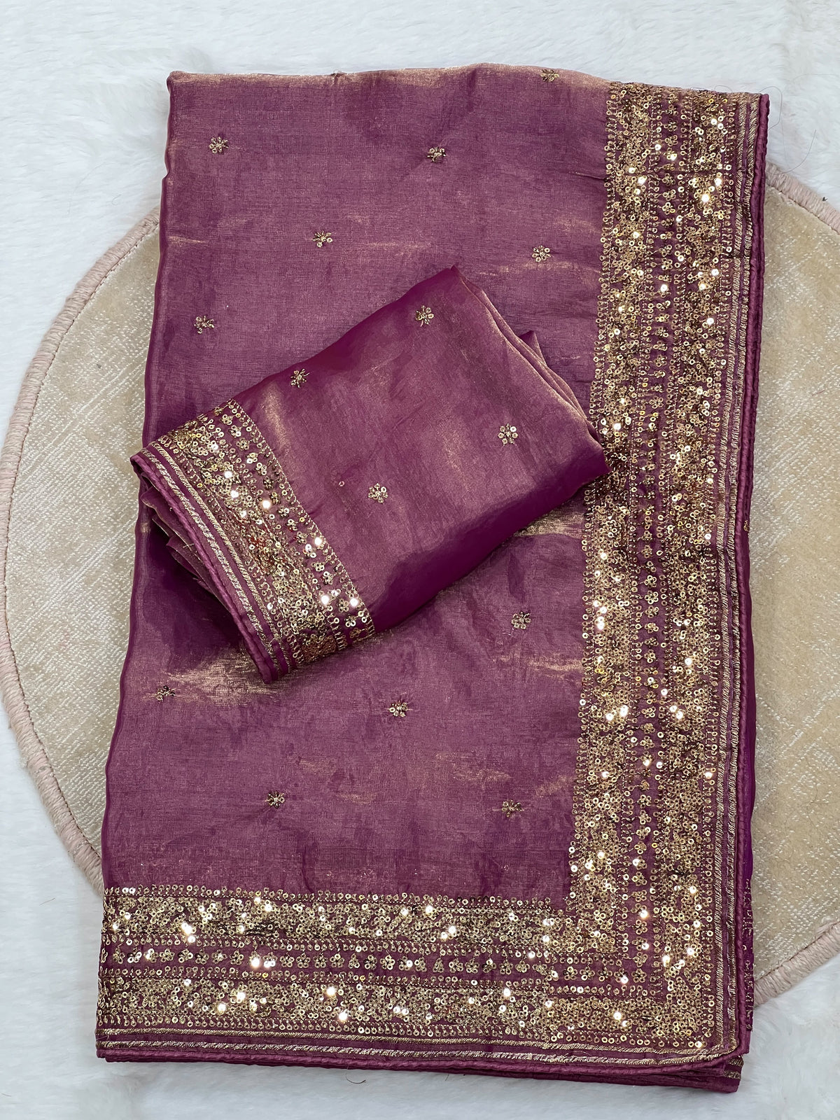Soft Silk Saree With Sequence Work