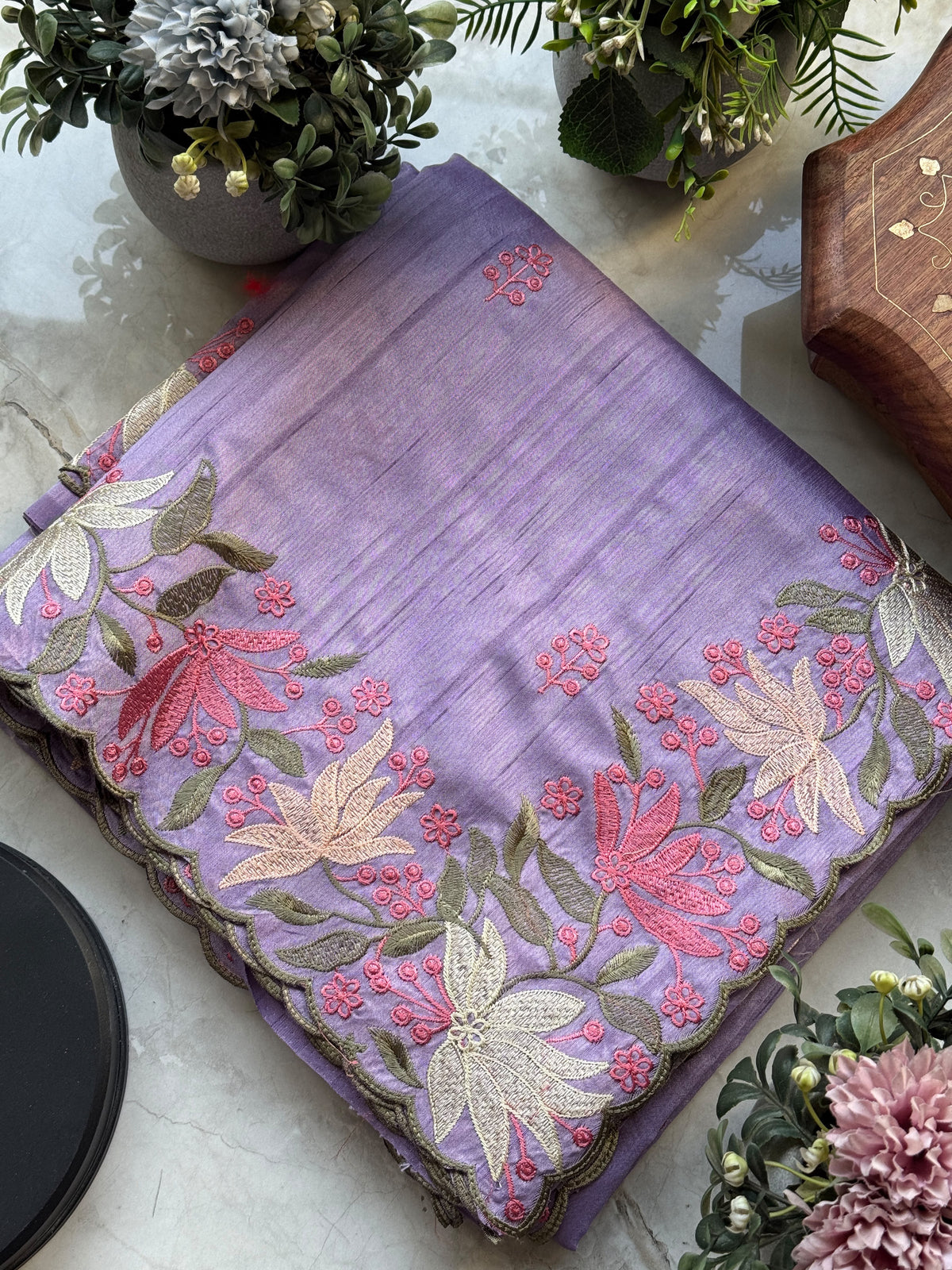Pure Tussar Silk Saree With Embroidery