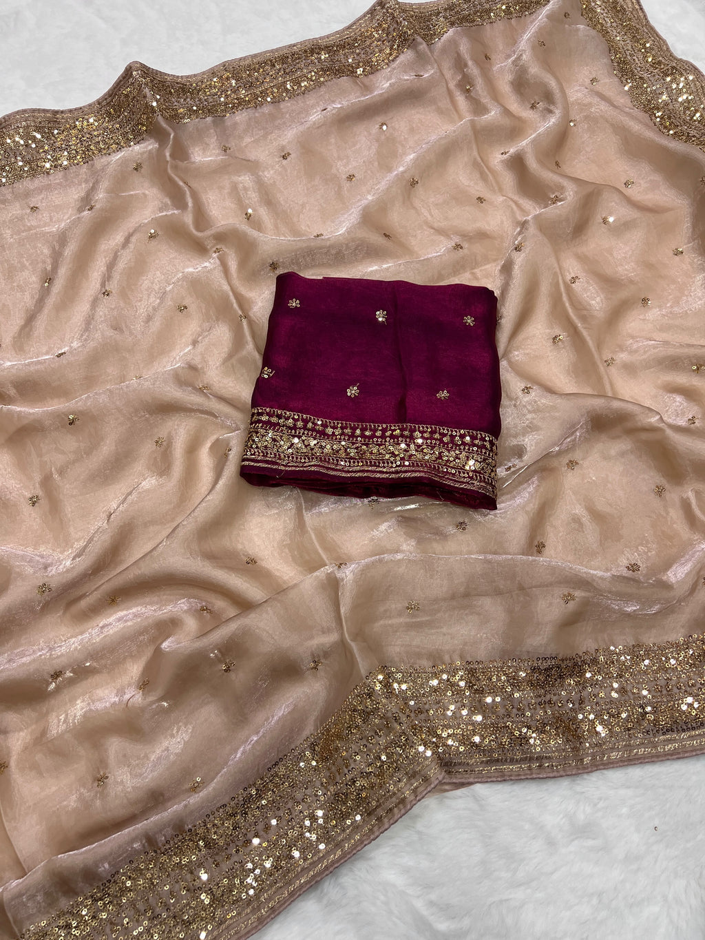 Soft Silk Saree With Sequence Work