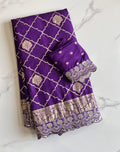 Banarasi Silk Saree with Zari Jaal & Sequin Border