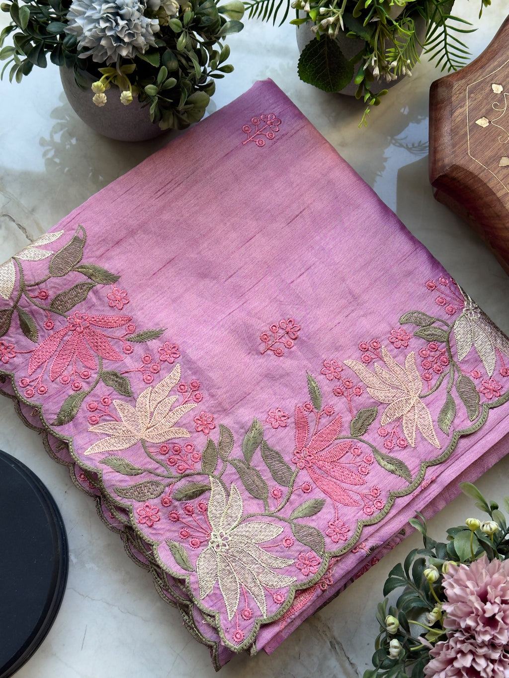 Pure Tussar Silk Saree With Embroidery
