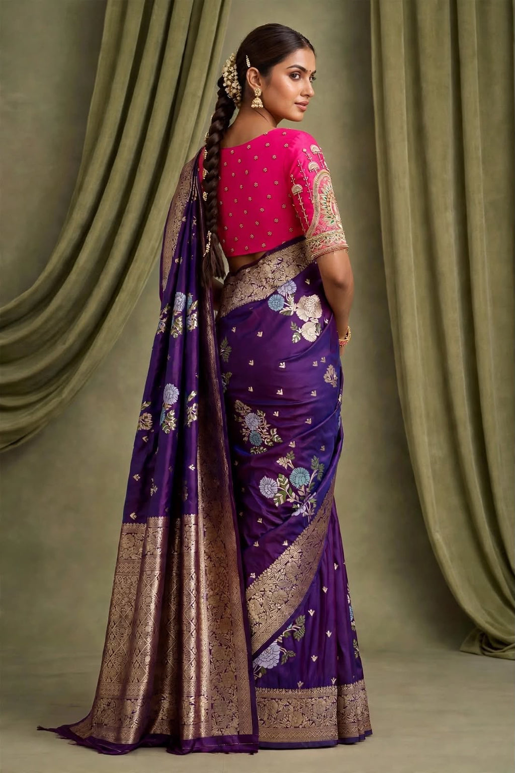 Pure Soft Silk Floral Weaving Saree