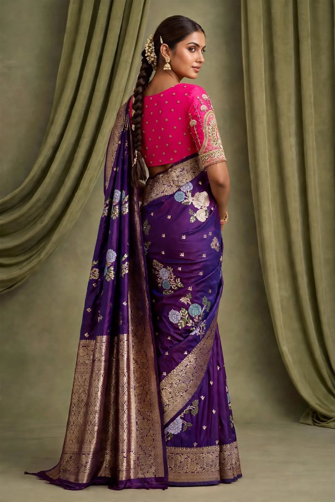 Pure Soft Silk Floral Weaving Saree