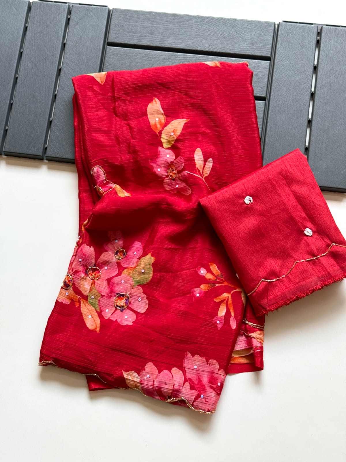 Pure Chinnon Handwork Saree
