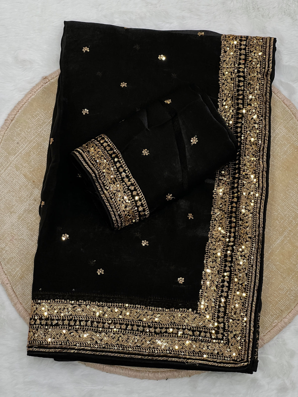 Soft Silk Saree With Sequence Work