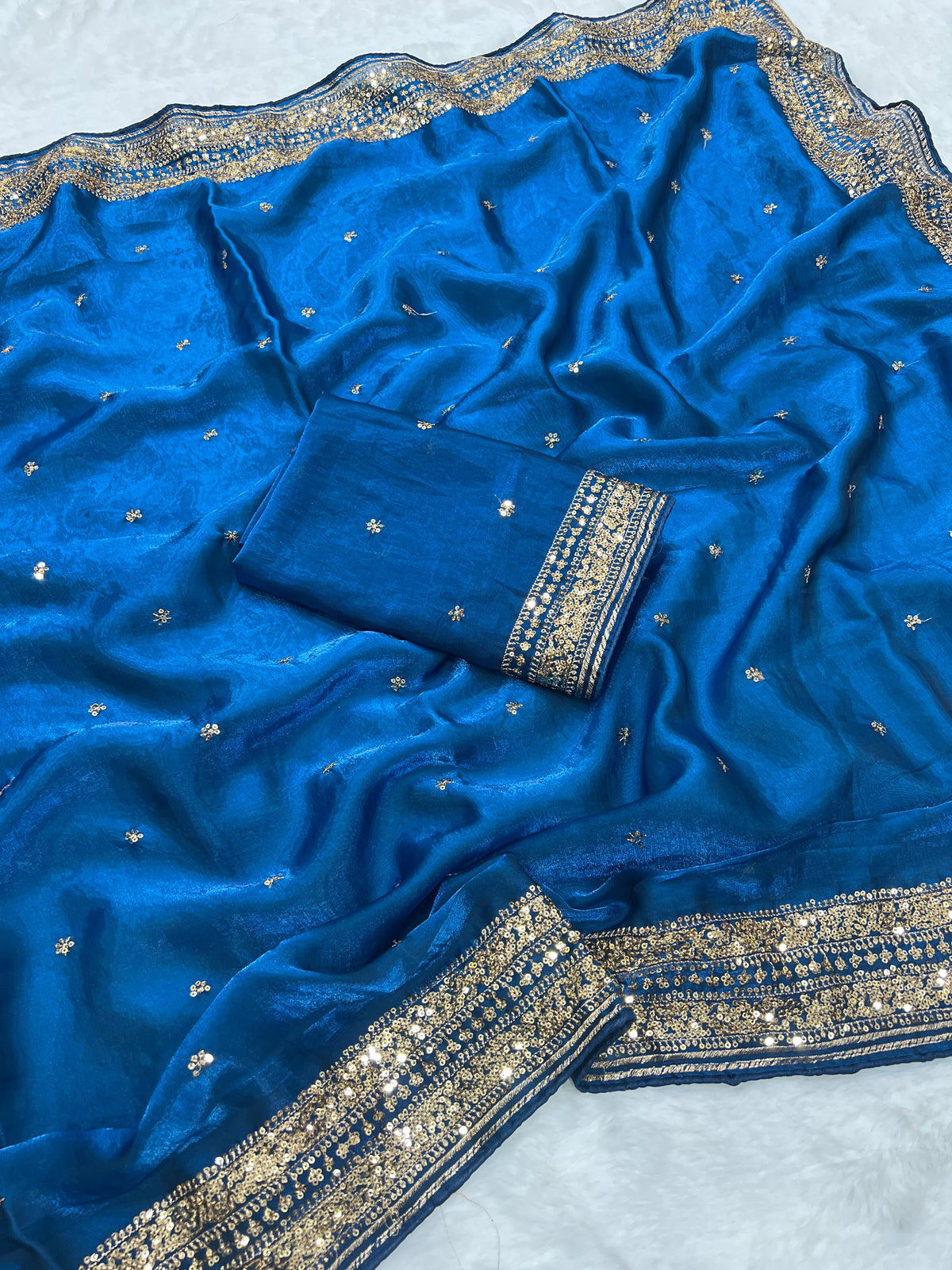 Soft Silk Saree With Sequence Work